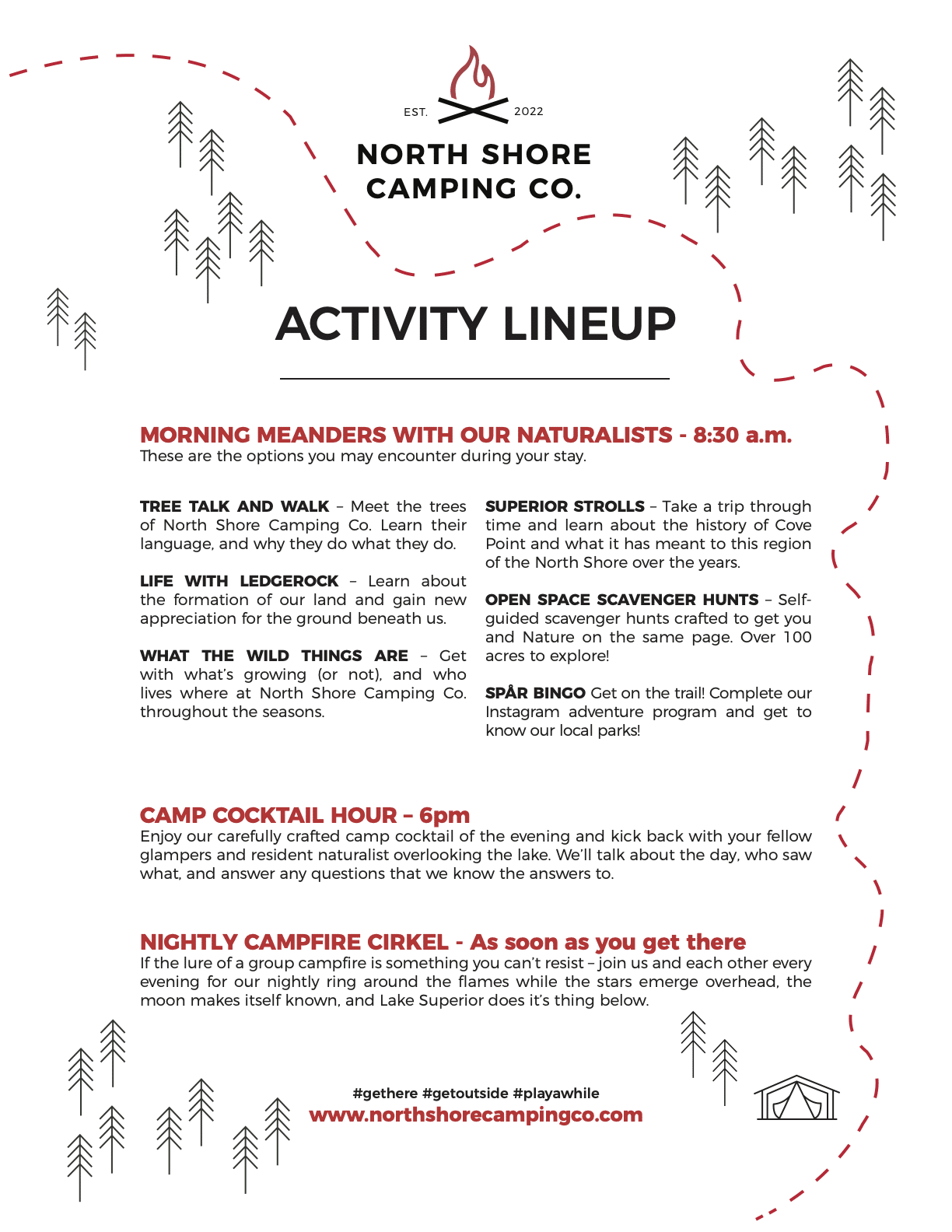 north shore camping co activity lineup