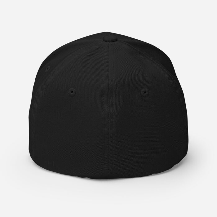 Back view of plain black cap