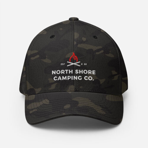 Camo cap with North Shore Camping logo