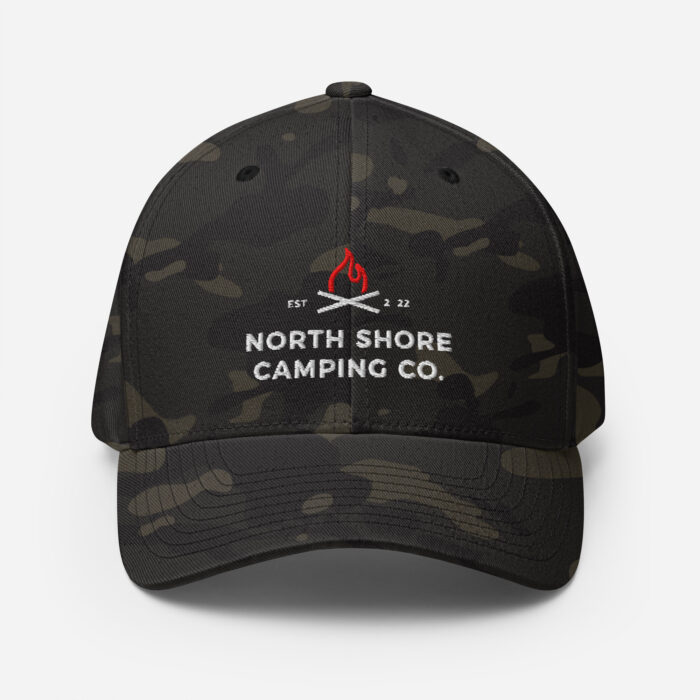 Camo cap with North Shore Camping logo