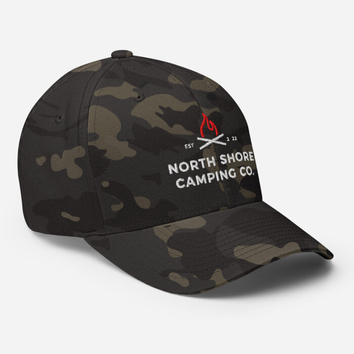 Camo cap with North Shore Camping Co. logo