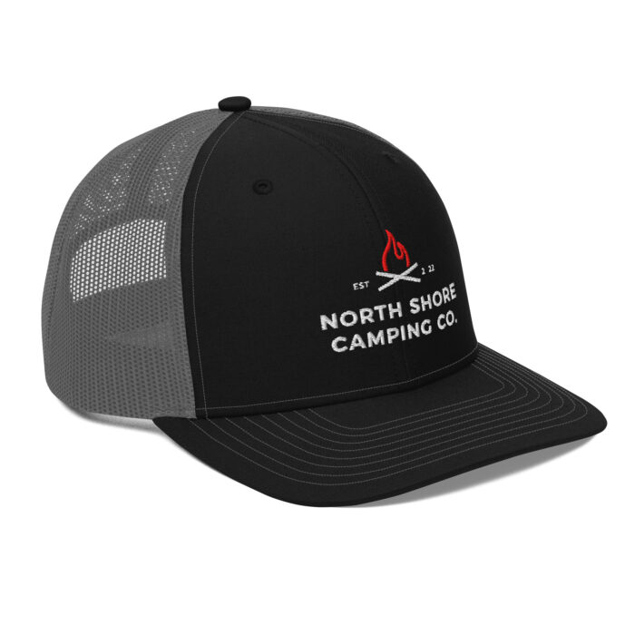 Black trucker hat, North Shore Camping Co. logo