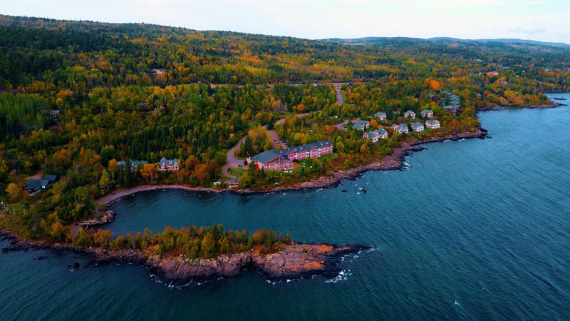 Coastal forest landscape with lake view