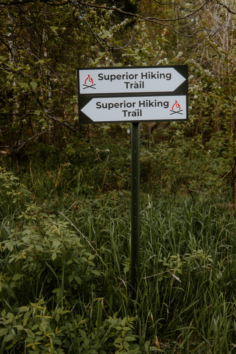 Superior Hiking Trail sign in forest