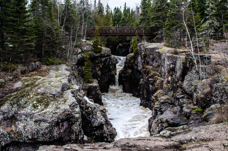 dsc 0083 River gorge with bridge and forested cliffs.